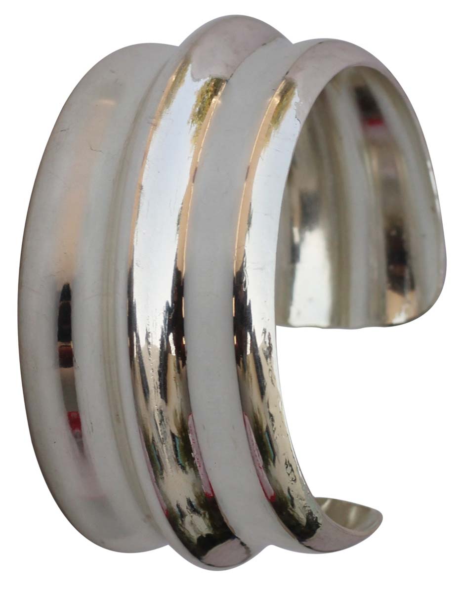 Bracelets in Bulk – 2.73 Inch Cuff Bracelet – Cast in Brass – Silver Plated – Ribbed Pattern – Wholesale Bulk Bracelets 